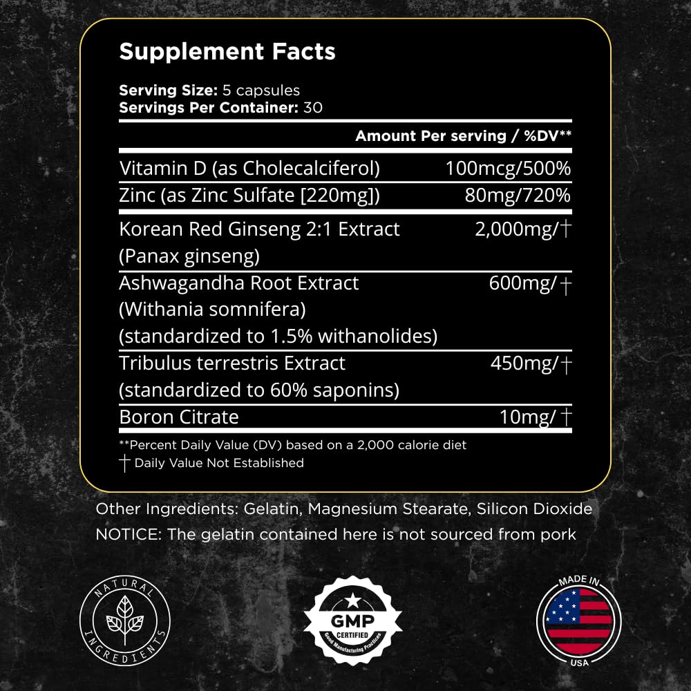 UNALTERED Anabolic Muscle Builder for Men - Growth, Size, Strength - Natural Muscle Building Supplement & Energy Booster - Tribulus Terrestris, Ginseng, Vitamin D3, Ashwagandha - 150 Capsules